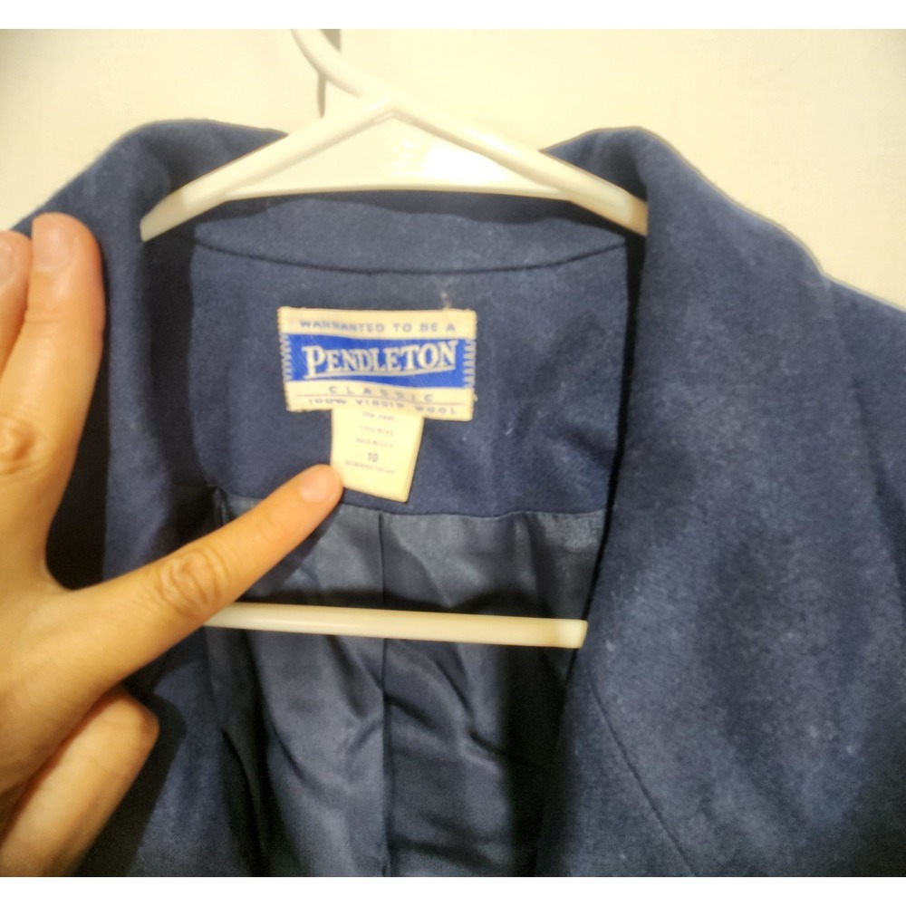 Pendleton Vintage Women's 100% Virgin Wool Navy Blue Blazer Size 10 - Picture 5 of 10
